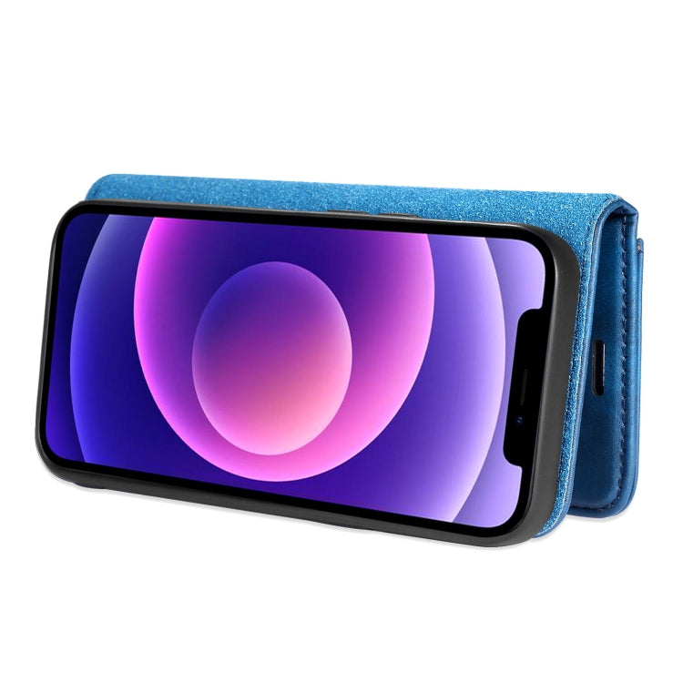 For iPhone 13 DG.MING Crazy Horse Texture Flip Detachable Magnetic Leather Case with Holder & Card Slots & Wallet(Blue) - iPhone 13 Cases by DG.MING | Online Shopping South Africa | PMC TechLife