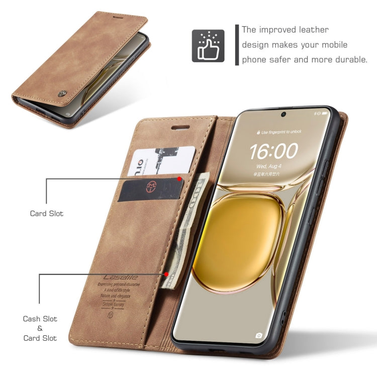 CaseMe 013 Multifunctional Horizontal Flip Leather Case with Holder & Card Slot & Wallet For Huawei P50 Pro(Brown)