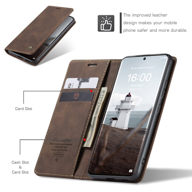 CaseMe 013 Multifunctional Horizontal Flip Leather Case with Holder & Card Slot & Wallet For Huawei P50 Pro(Coffee)