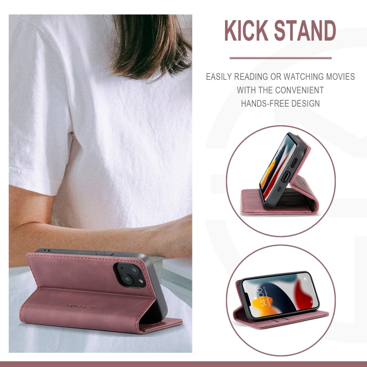 For iPhone 13 CaseMe-013 Multifunctional Retro Frosted Horizontal Flip Leather Case with Card Slot & Holder & Wallet(Wine Red)