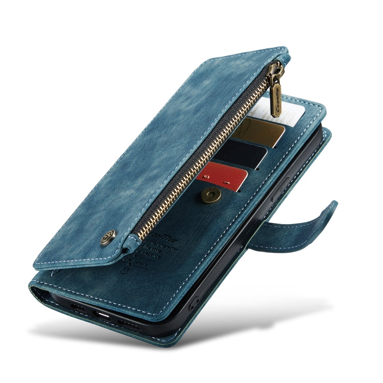 For iPhone 13 Pro Max CaseMe-C30 PU + TPU Multifunctional Horizontal Flip Leather Case with Holder & Card Slot & Wallet & Zipper Pocket (Blue) - iPhone 13 Pro Max Cases by CaseMe | Online Shopping South Africa | PMC Jewellery | Buy Now Pay Later Mobicred