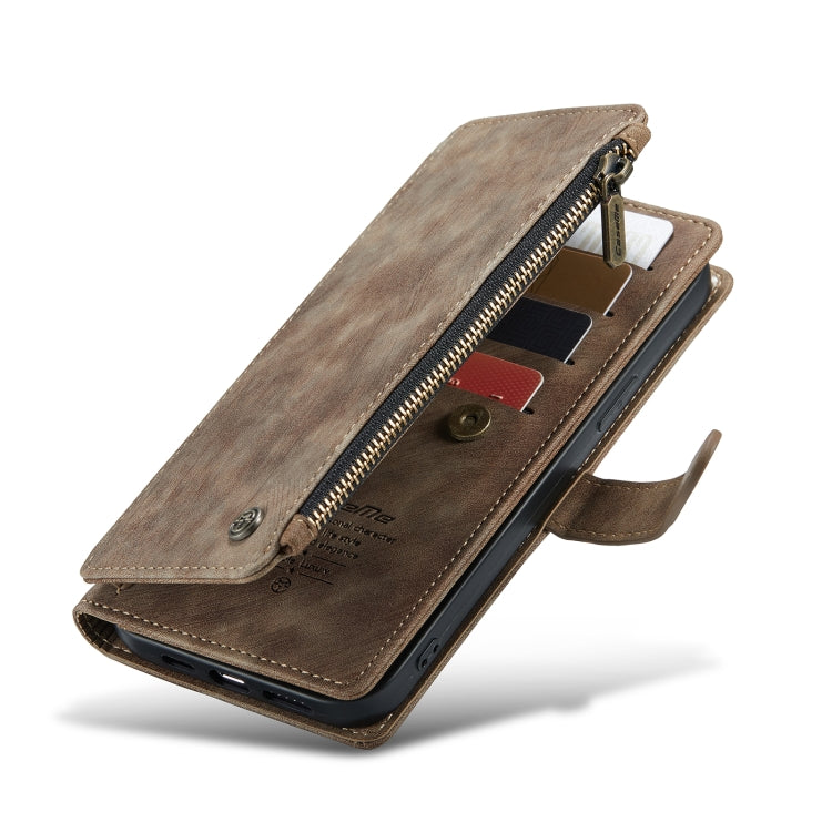 For iPhone 13 Pro CaseMe-C30 PU + TPU Multifunctional Horizontal Flip Leather Case with Holder & Card Slot & Wallet & Zipper Pocket (Brown) - iPhone 13 Pro Cases by CaseMe | Online Shopping South Africa | PMC Jewellery | Buy Now Pay Later Mobicred
