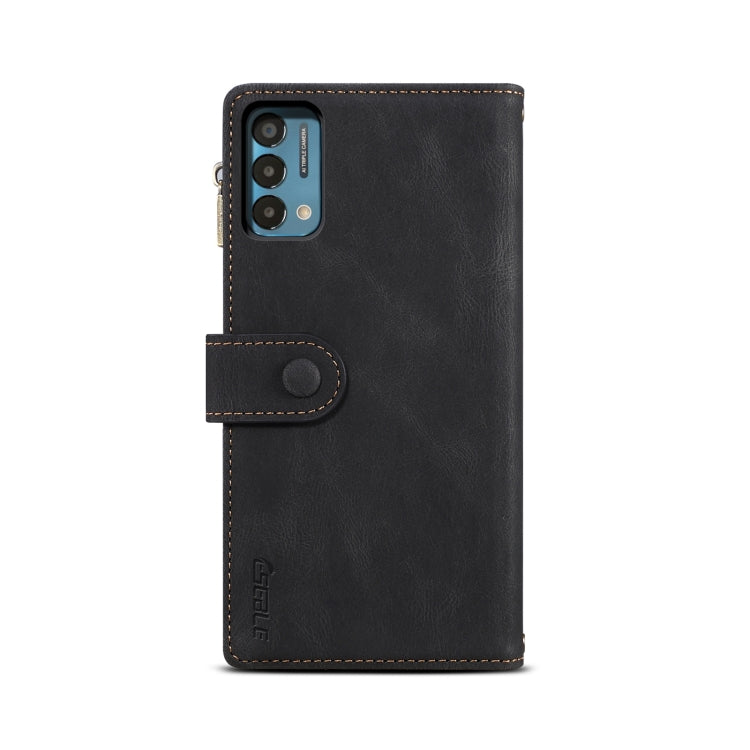 For OnePlus Nord N200 5G Retro Frosted Horizontal Flip Leather Case with Holder & Card Slot & Wallet & Zipper Pocket & Lanyard(Black)
