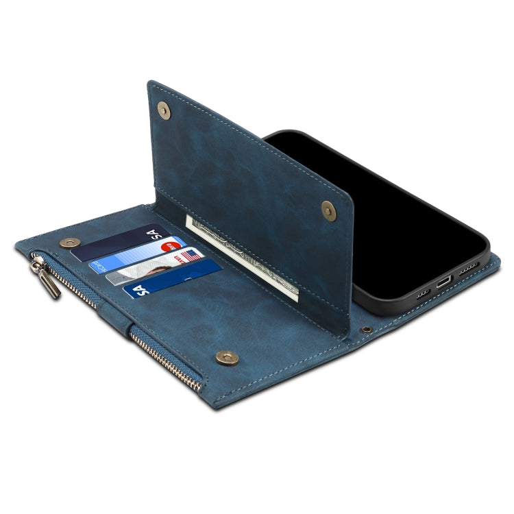 For OnePlus Nord N200 5G Retro Frosted Horizontal Flip Leather Case with Holder & Card Slot & Wallet & Zipper Pocket & Lanyard(Deep Green)