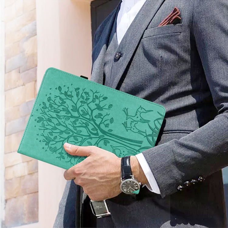For Huawei MediaPad M5 lite Tree & Deer Pattern Pressed Printing Horizontal Flip PU Leather Case with Holder & Card Slots(Green) - Huawei by PMC TechLife | Online Shopping South Africa | PMC TechLife | Buy Now Pay Later Mobicred