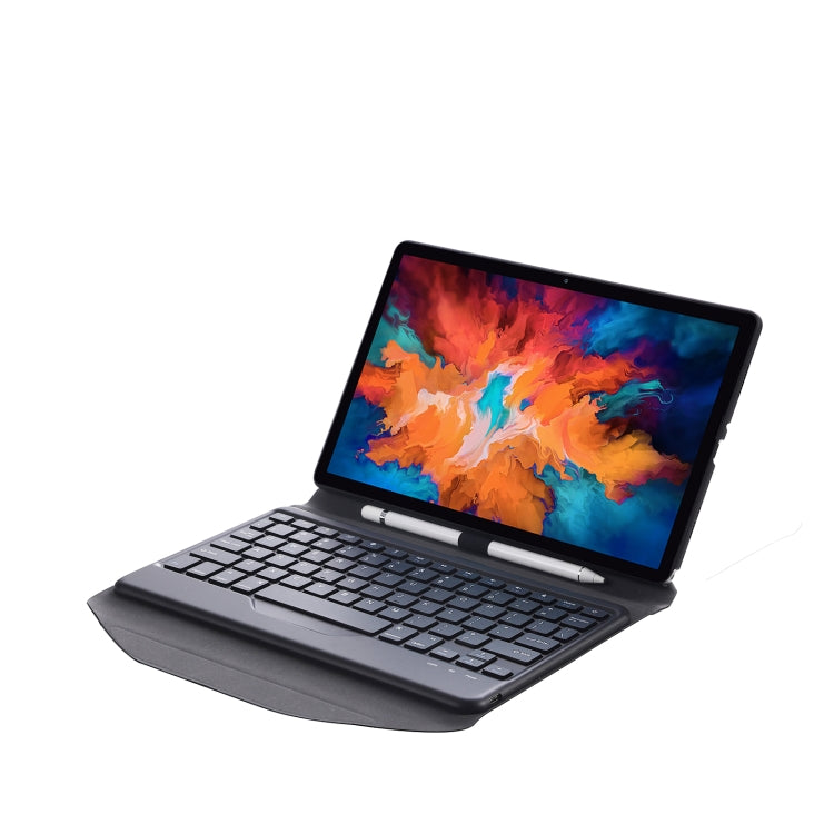 BM13 Diamond Texture Detachable Bluetooth Keyboard Leather Tablet Case with Pen Slot & Triangular Back Support For Lenovo Pad Pro 11.5 inch 2021 TB-J716F / Tab P11 Pro 11.5 inch TB-J706F(Black)