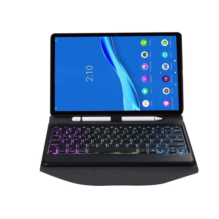 BM10S Backlight Edition Diamond Texture Detachable Bluetooth Keyboard Leather Tablet Case with Pen Slot & Triangular Back Support For Lenovo Smart Tab M10 HPD Plus TB-X606F 10.3 inch(Black)
