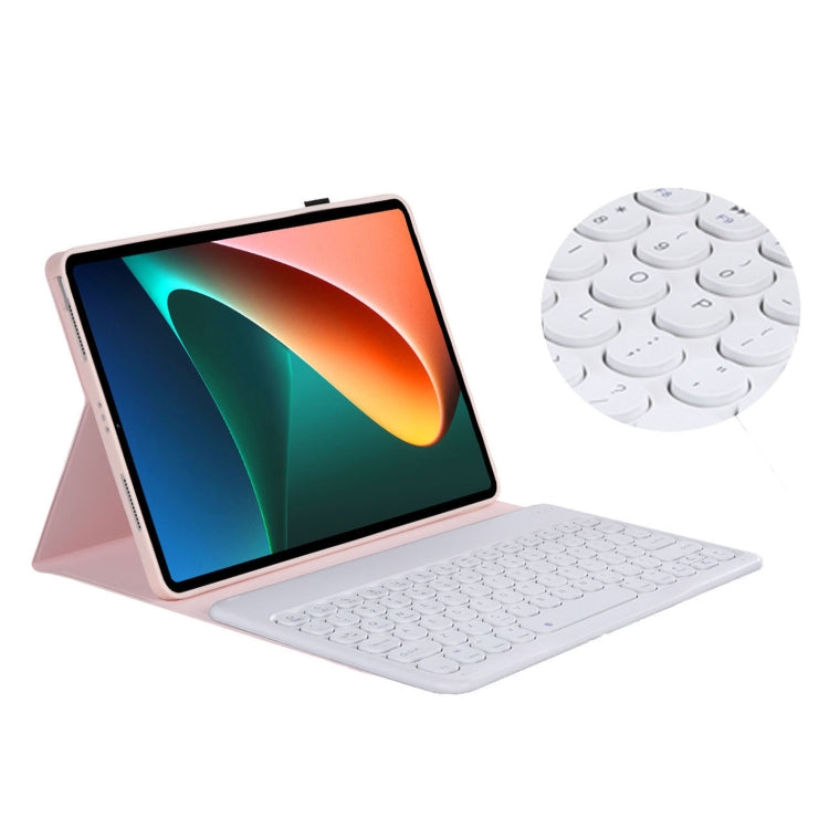 Y0N5 TPU Tablet Case Lambskin Texture Round Keycap Bluetooth Keyboard Leather Tablet Case with Holder For Xiaomi Pad 5 / 5 Pro(Pink) - Others Keyboard by PMC TechLife | Online Shopping South Africa | PMC TechLife