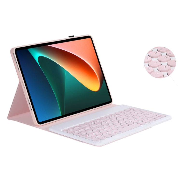 Y0N5 TPU Tablet Case Lambskin Texture Round Keycap Bluetooth Keyboard Leather Tablet Case with Holder For Xiaomi Pad 5 / 5 Pro(Pink + Pink) - Others Keyboard by PMC TechLife | Online Shopping South Africa | PMC TechLife