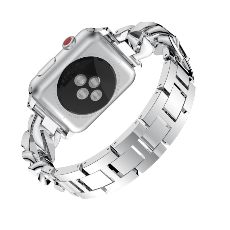 For Apple Watch Series 9&8&7 41mm / SE 3&SE 2&6&SE&5&4 40mm / 3&2&1 38mm Single Row Denim Diamond Alloy Watch Band(Silver)