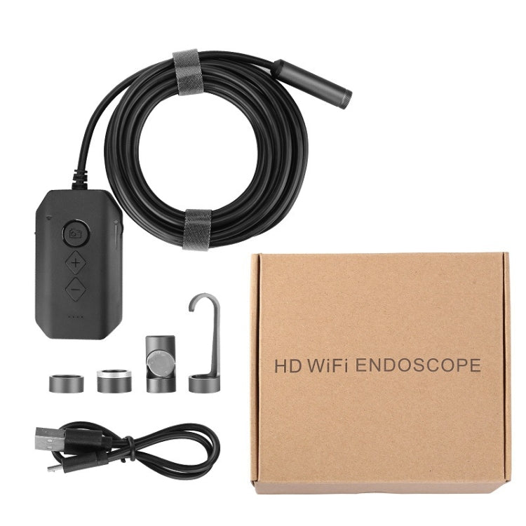 Y17 5MP 7.9mm Dual-lens HD Autofocus WiFi Industrial Digital Endoscope Zoomable Snake Camera, Cable Length:5m Hard Cable(Black)