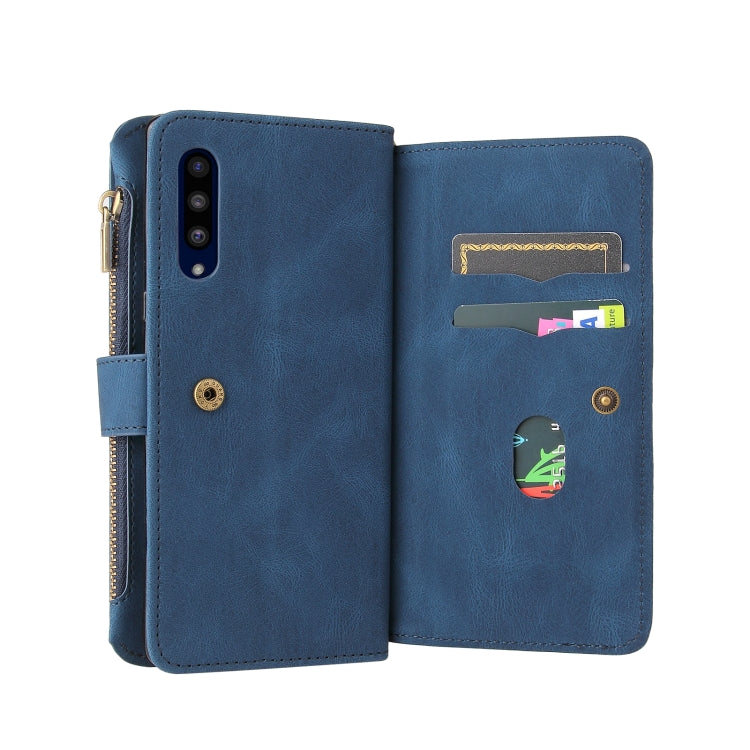 For LG G9 / Velvet Skin Feel PU + TPU Horizontal Flip Leather Case With Holder & 15 Cards Slot & Wallet & Zipper Pocket & Lanyard(Blue)