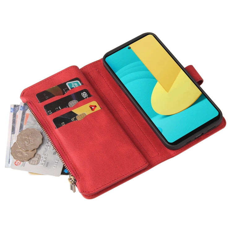 For LG Stylo 7 / Stylo 7 5G Skin Feel PU + TPU Horizontal Flip Leather Case With Holder & 15 Cards Slot & Wallet & Zipper Pocket & Lanyard(Red) - LG Cases by PMC Jewellery | Online Shopping South Africa | PMC Jewellery | Buy Now Pay Later Mobicred