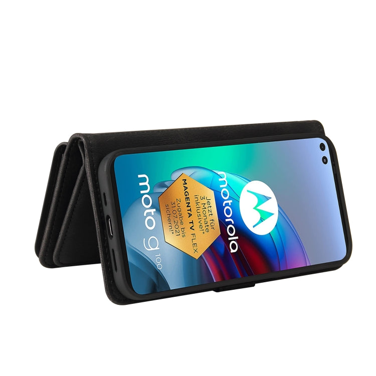 For Motorola Edge S Skin Feel PU + TPU Horizontal Flip Leather Case With Holder & 15 Cards Slot & Wallet & Zipper Pocket & Lanyard(Black)