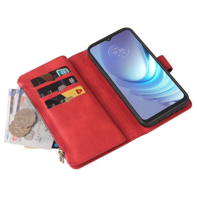 For Motorola Moto G50 Skin Feel PU + TPU Horizontal Flip Leather Case With Holder & 15 Cards Slot & Wallet & Zipper Pocket & Lanyard(Red) - Motorola Cases by PMC TechLife | Online Shopping South Africa | PMC TechLife | Buy Now Pay Later Mobicred