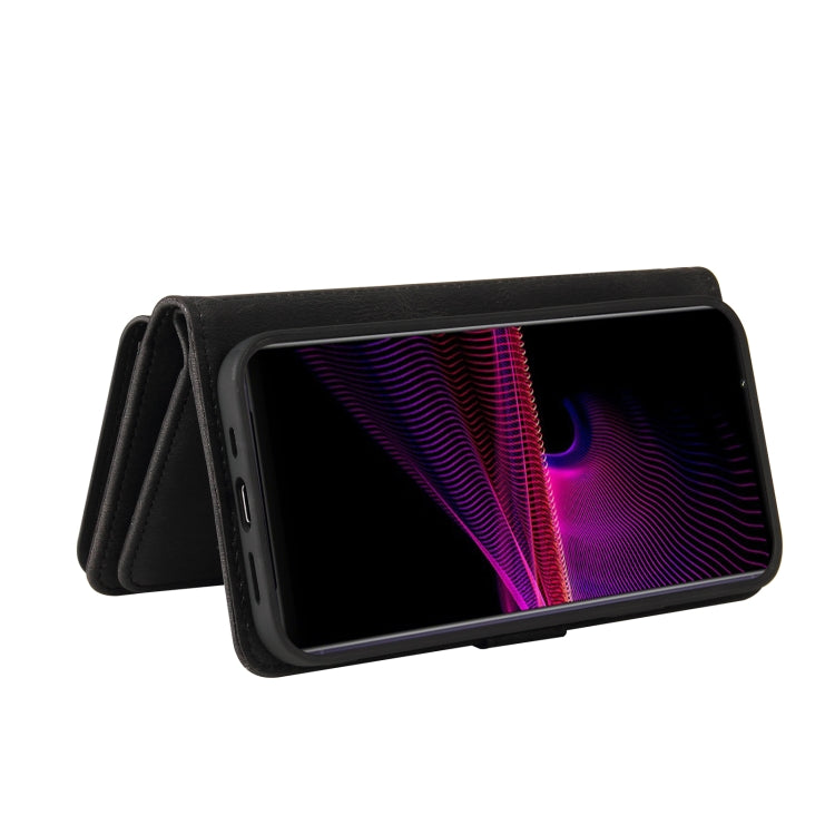 For Sony Xperia 1 III Skin Feel PU + TPU Horizontal Flip Leather Case With Holder & 15 Cards Slot & Wallet & Zipper Pocket & Lanyard(Black)
