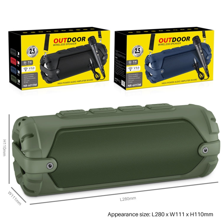 New Rixing NR-6013M Bluetooth 5.0 Portable Outdoor Karaoke Wireless Bluetooth Speaker with Microphone & Shoulder Strap(Blue) - free shipping - PMC Jewellery - Order now!