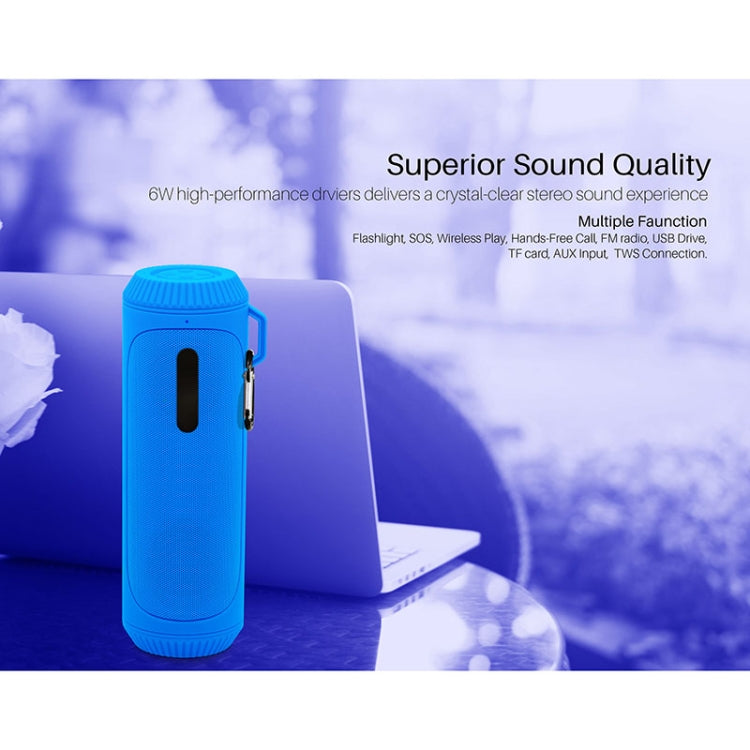 NewRixing NR-4016A TWS Outdoor Splashproof Bluetooth Speaker with Carabiner Handle & SOS Flashlight(Blue)