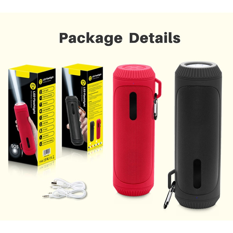 NewRixing NR-4016A TWS Outdoor Splashproof Bluetooth Speaker with Carabiner Handle & SOS Flashlight(Blue) - free shipping - PMC Jewellery - Order now!