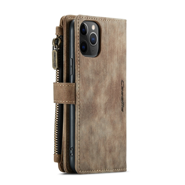 For iPhone 11 Pro CaseMe-C30 PU + TPU Multifunctional Horizontal Flip Leather Case with Holder & Card Slot & Wallet & Zipper Pocket (Brown)
