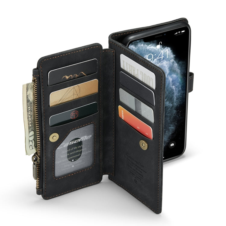 For iPhone 11 Pro Max CaseMe-C30 PU + TPU Multifunctional Horizontal Flip Leather Case with Holder & Card Slot & Wallet & Zipper Pocket (Black) - iPhone 11 Pro Max Cases by CaseMe | Online Shopping South Africa | PMC Jewellery | Buy Now Pay Later Mobicred