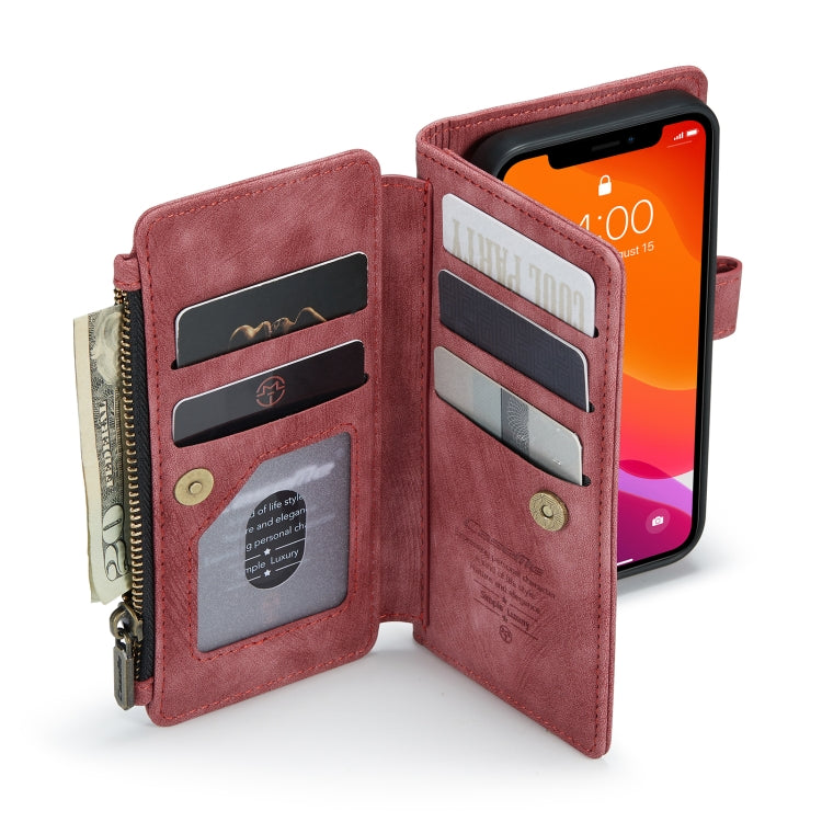 For iPhone 12 mini CaseMe-C30 PU + TPU Multifunctional Horizontal Flip Leather Case with Holder & Card Slot & Wallet & Zipper Pocket (Red) - iPhone 12 mini Cases by CaseMe | Online Shopping South Africa | PMC Jewellery | Buy Now Pay Later Mobicred