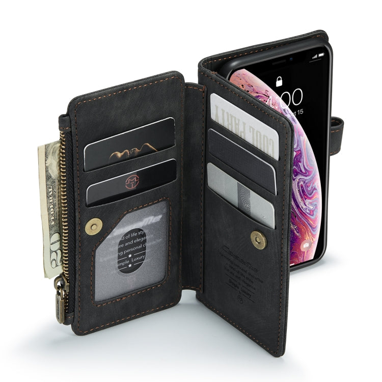 For iPhone X / XS CaseMe-C30 PU + TPU Multifunctional Horizontal Flip Leather Case with Holder & Card Slot & Wallet & Zipper Pocket(Black) - More iPhone Cases by CaseMe | Online Shopping South Africa | PMC Jewellery | Buy Now Pay Later Mobicred
