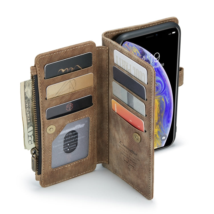For iPhone XS Max CaseMe-C30 PU + TPU Multifunctional Horizontal Flip Leather Case with Holder & Card Slot & Wallet & Zipper Pocket(Brown) - More iPhone Cases by CaseMe | Online Shopping South Africa | PMC Jewellery | Buy Now Pay Later Mobicred