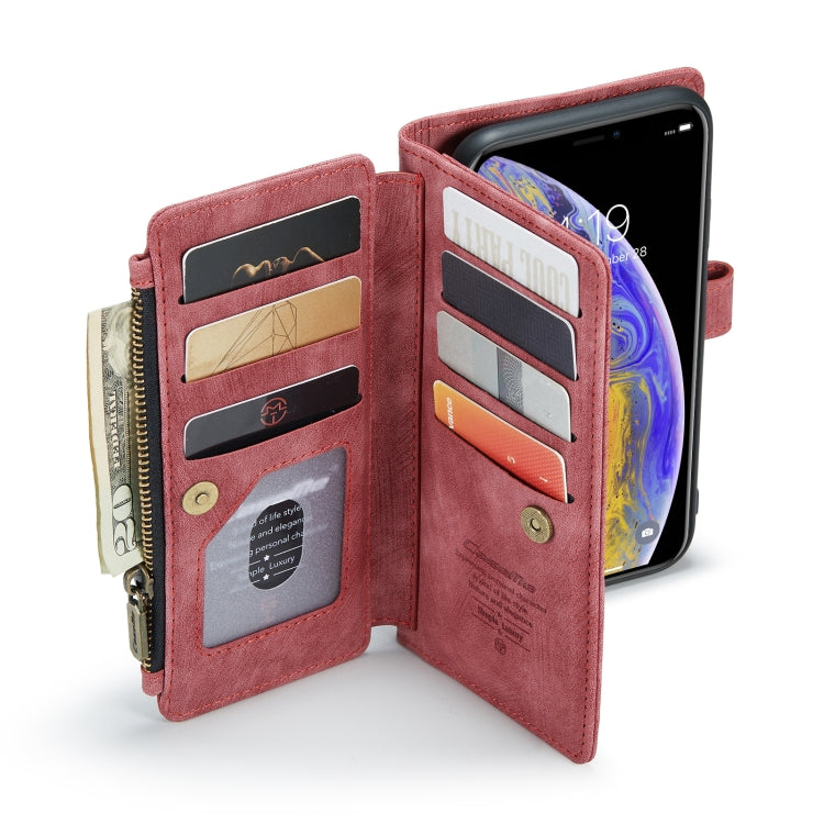 For iPhone XS Max CaseMe-C30 PU + TPU Multifunctional Horizontal Flip Leather Case with Holder & Card Slot & Wallet & Zipper Pocket(Red)