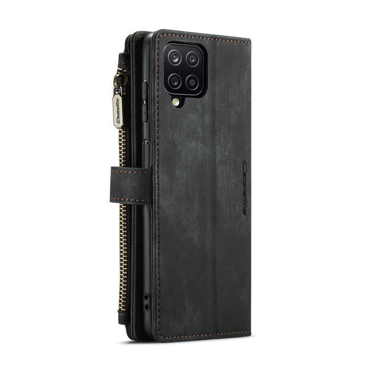 For Samsung Galaxy A12 CaseMe-C30 PU + TPU Multifunctional Horizontal Flip Leather Case with Holder & Card Slot & Wallet & Zipper Pocket(Black)