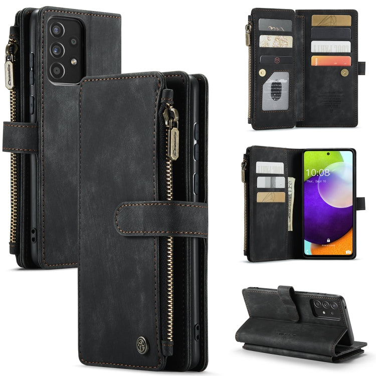 For Samsung Galaxy A52 5G / 4G CaseMe-C30 PU + TPU Multifunctional Horizontal Flip Leather Case with Holder & Card Slot & Wallet & Zipper Pocket(Black)