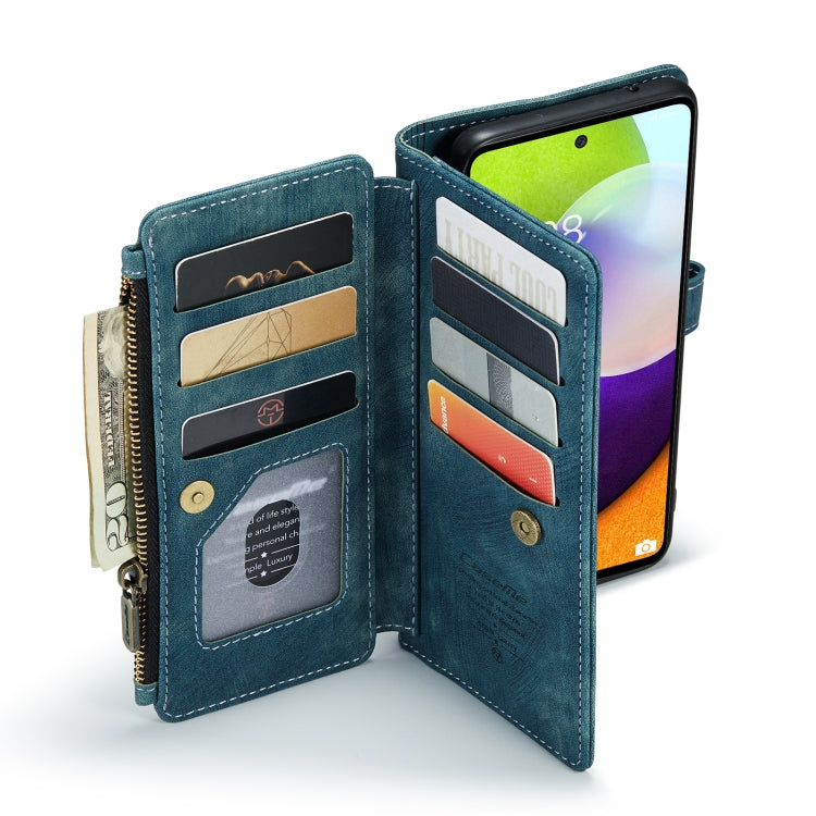 For Samsung Galaxy A52 5G / 4G CaseMe-C30 PU + TPU Multifunctional Horizontal Flip Leather Case with Holder & Card Slot & Wallet & Zipper Pocket(Blue)