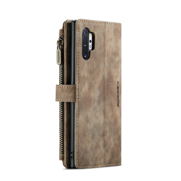 For Samsung Galaxy Note10+ CaseMe-C30 PU + TPU Multifunctional Horizontal Flip Leather Case with Holder & Card Slot & Wallet & Zipper Pocket(Brown)
