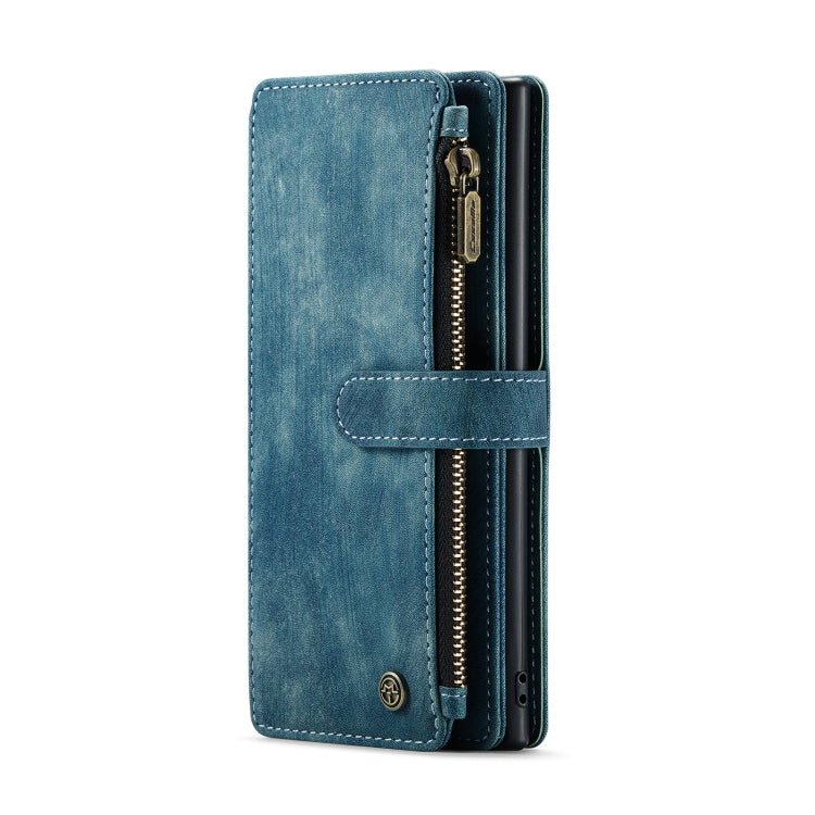 For Samsung Galaxy Note10+ CaseMe-C30 PU + TPU Multifunctional Horizontal Flip Leather Case with Holder & Card Slot & Wallet & Zipper Pocket(Blue)