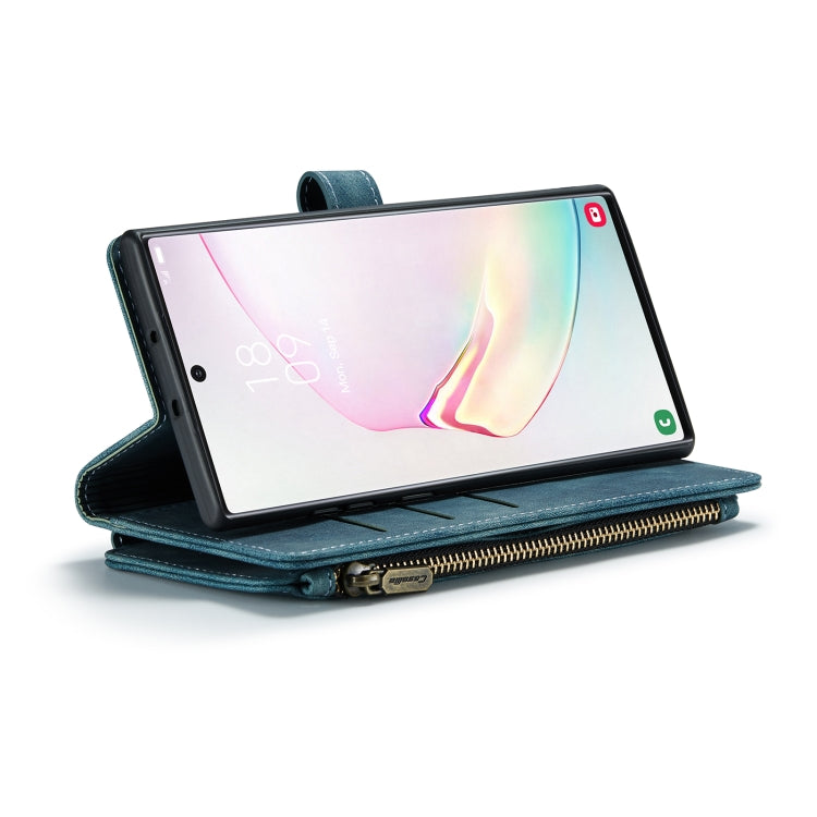 For Samsung Galaxy Note10+ CaseMe-C30 PU + TPU Multifunctional Horizontal Flip Leather Case with Holder & Card Slot & Wallet & Zipper Pocket(Blue)