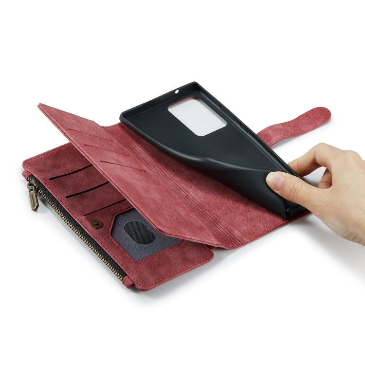For Samsung Galaxy Note20 Ultra CaseMe-C30 PU + TPU Multifunctional Horizontal Flip Leather Case with Holder & Card Slot & Wallet & Zipper Pocket(Red)