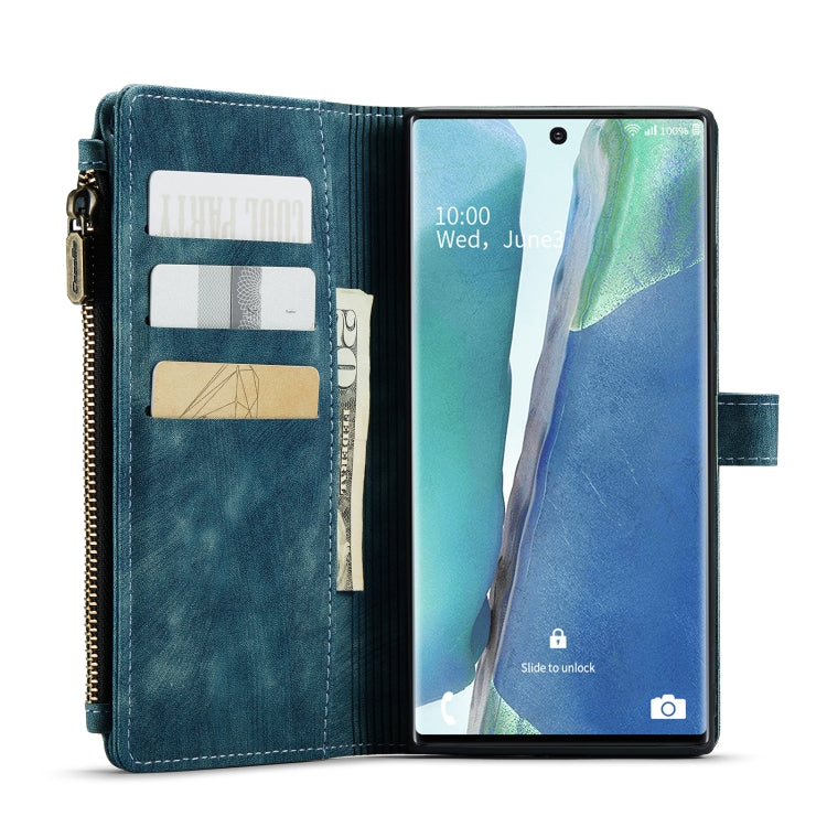 For Samsung Galaxy Note20 Ultra CaseMe-C30 PU + TPU Multifunctional Horizontal Flip Leather Case with Holder & Card Slot & Wallet & Zipper Pocket(Blue)