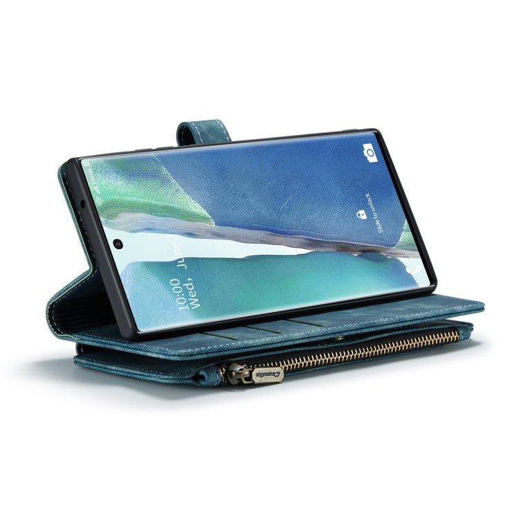 For Samsung Galaxy Note20 Ultra CaseMe-C30 PU + TPU Multifunctional Horizontal Flip Leather Case with Holder & Card Slot & Wallet & Zipper Pocket(Blue)