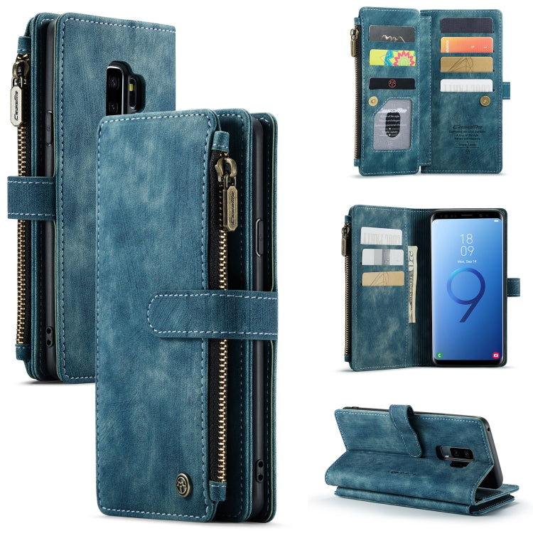 For Samsung Galaxy S9+ CaseMe-C30 PU + TPU Multifunctional Horizontal Flip Leather Case with Holder & Card Slot & Wallet & Zipper Pocket(Blue)