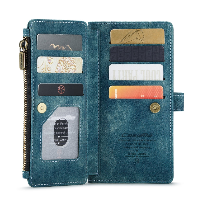 For Samsung Galaxy S9+ CaseMe-C30 PU + TPU Multifunctional Horizontal Flip Leather Case with Holder & Card Slot & Wallet & Zipper Pocket(Blue)