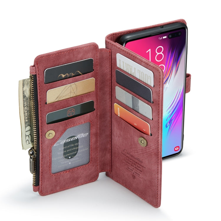 For Samsung Galaxy S10+ CaseMe-C30 PU + TPU Multifunctional Horizontal Flip Leather Case with Holder & Card Slot & Wallet & Zipper Pocket(Red)