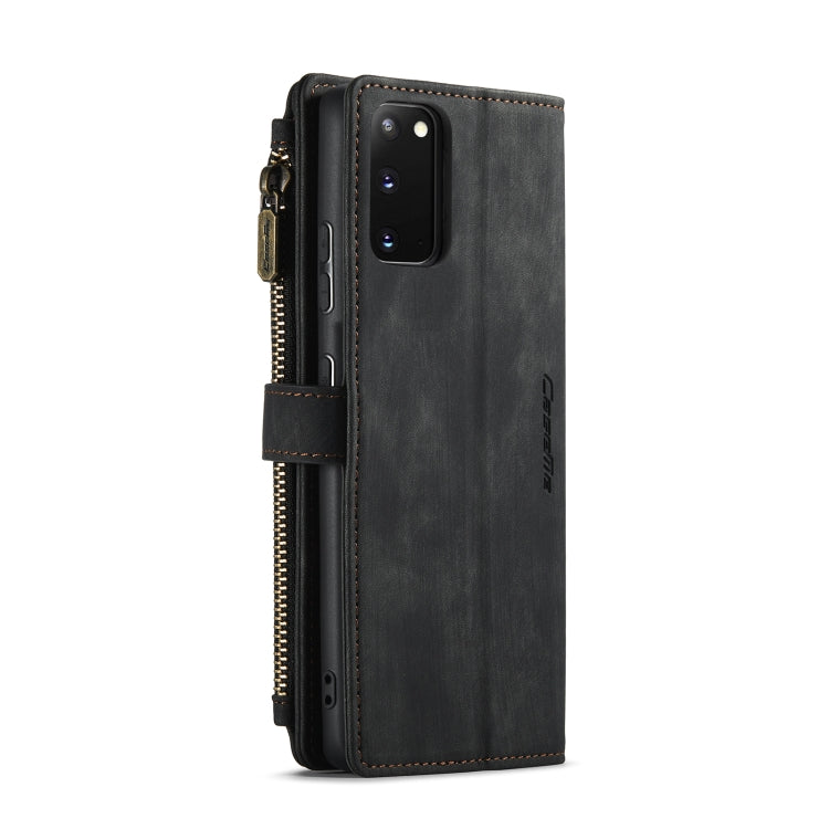 For Samsung Galaxy S20 5G CaseMe-C30 PU + TPU Multifunctional Horizontal Flip Leather Case with Holder & Card Slot & Wallet & Zipper Pocket(Black)