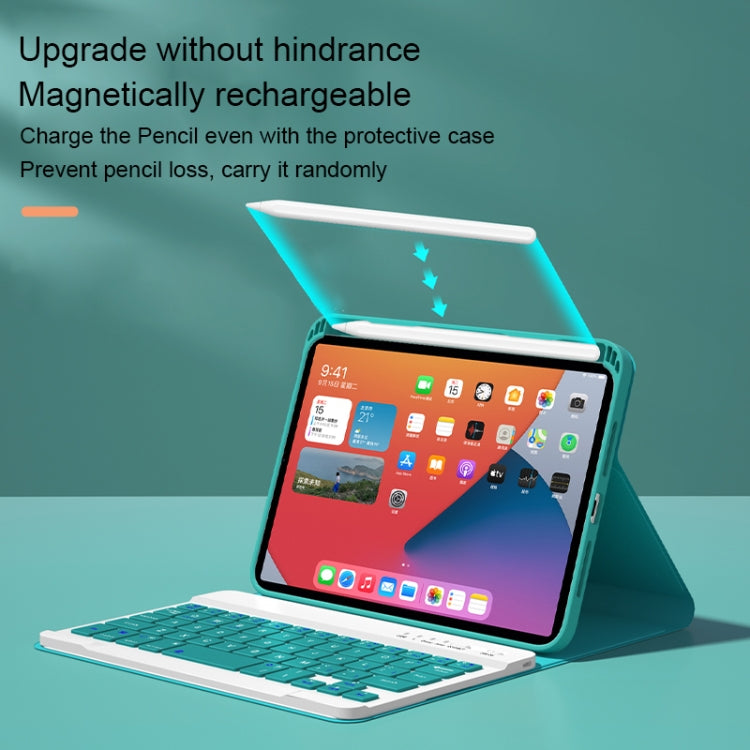 HK006D Square Keys Detachable Bluetooth Solid Color Keyboard Leather Tablet Case with Colorful Backlight & Holder for iPad mini 6(Mint Green) - free shipping - PMC TechLife - Order now!