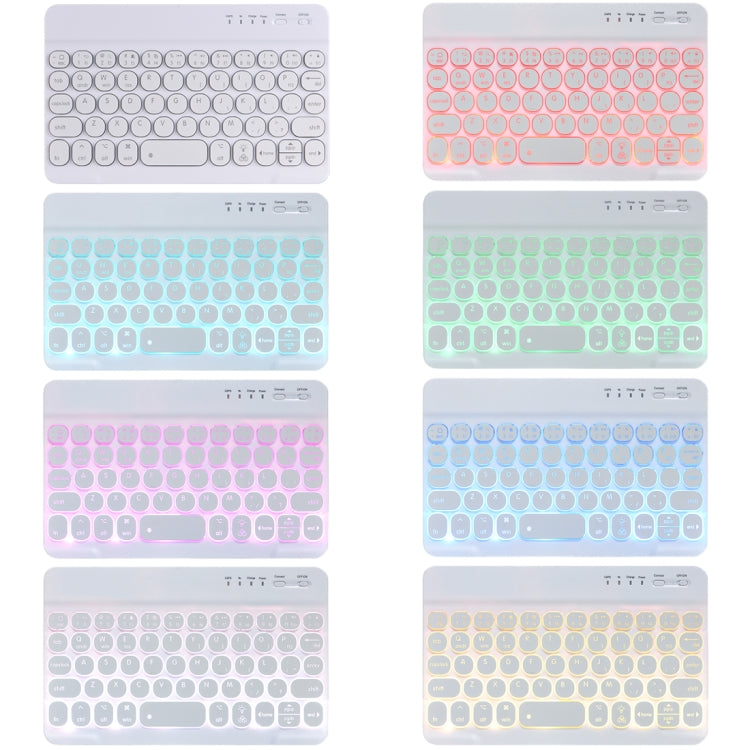 HY006D Round Keys Detachable Bluetooth Keyboard Leather Tablet Case with Colorful Backlight & Holder for iPad mini 6(Dark Green)