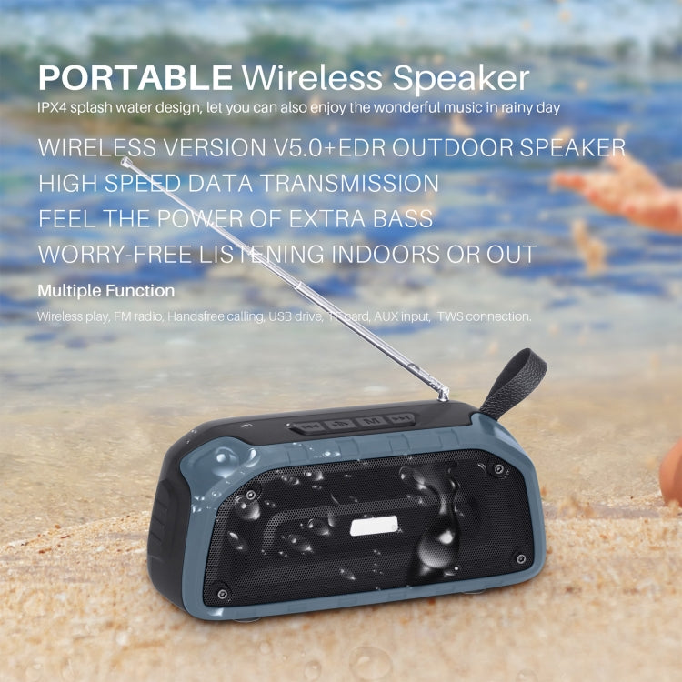 New Rixing NR-906FM TWS Water-resistant Bluetooth Speaker Support Hands-free Call / FM with Handle & Antenna(Red)