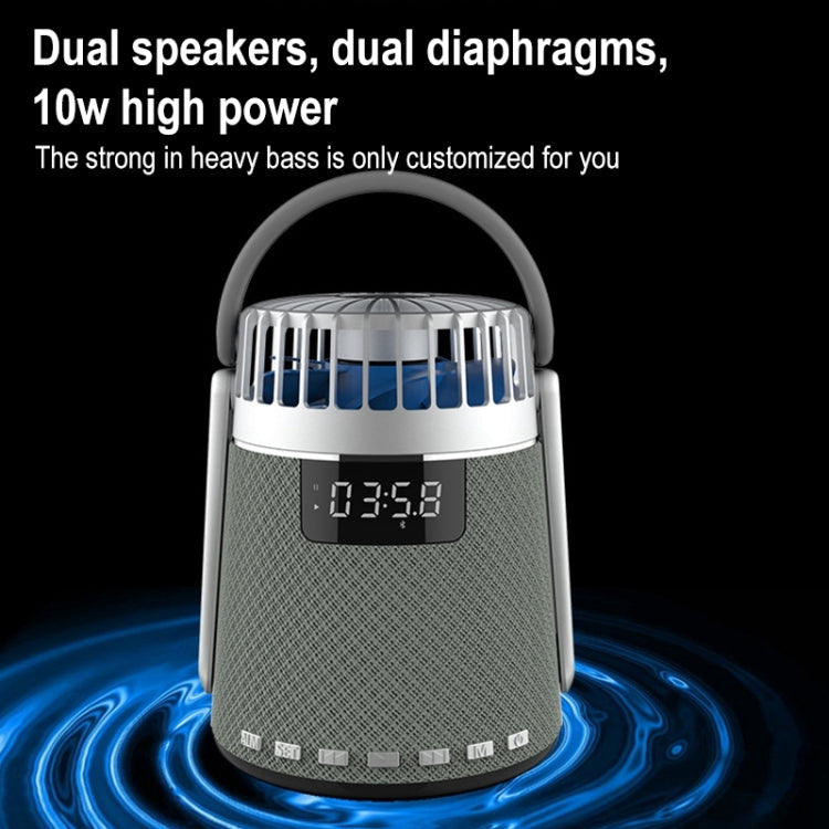 SOAIY K8 Wireless Bluetooth Dual Alarm Clock Speaker with Small Fan(Grey) - by PMC Jewellery | Online Shopping South Africa | PMC Jewellery | Buy Now Pay Later Mobicred