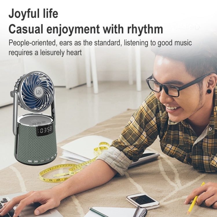 SOAIY K8 Wireless Bluetooth Dual Alarm Clock Speaker with Small Fan(Grey) - by PMC Jewellery | Online Shopping South Africa | PMC Jewellery | Buy Now Pay Later Mobicred