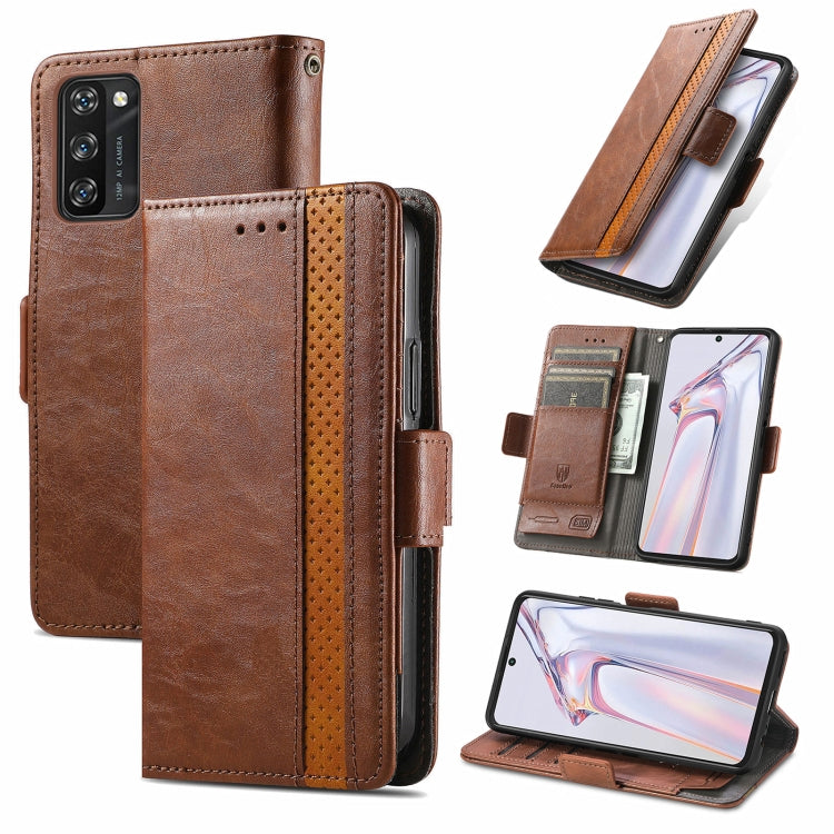 For Blackview A100 CaseNeo Business Splicing Dual Magnetic Buckle Horizontal Flip PU Leather Case with Holder & Card Slots & Wallet(Brown)