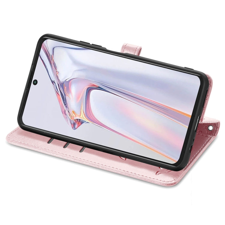 For Blackview A100 Lovely Cat and Dog Embossing Pattern Horizontal Flip Leather Case , with Holder & Card Slots & Wallet & Cartoon Clasp & Lanyard(Rose Gold)