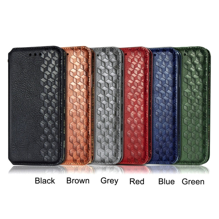 For Blackview A100 Cubic Grid Pressed Horizontal Flip Magnetic PU Leather Case with Holder & Card Slots & Wallet(Green)